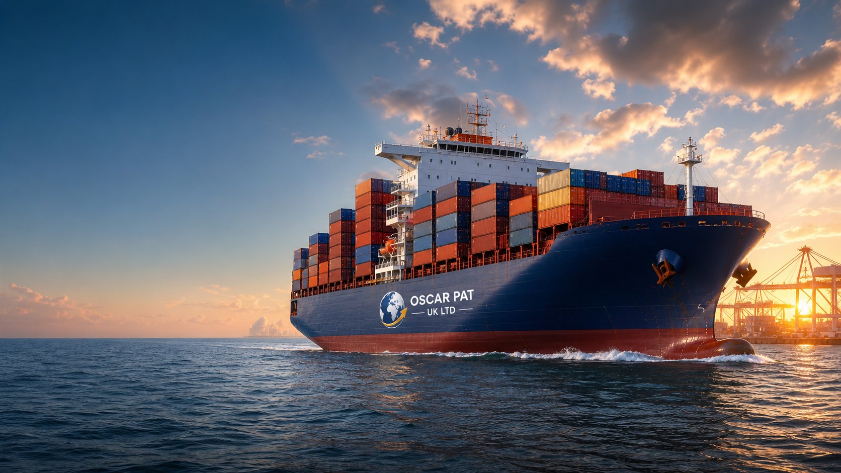Oscar Pat UK Ltd container ship crossing the ocean